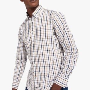 Men's Blue and White Checkered Shirt